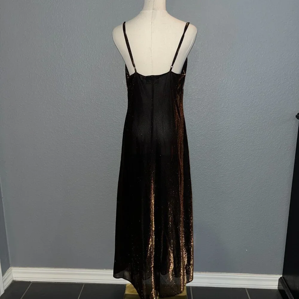 VINTAGE MARILY MONROE by WARNER'S COPPER METALLIC LONG SLIP DRESS SET  NWOT  M/L - Picture 9 of 16